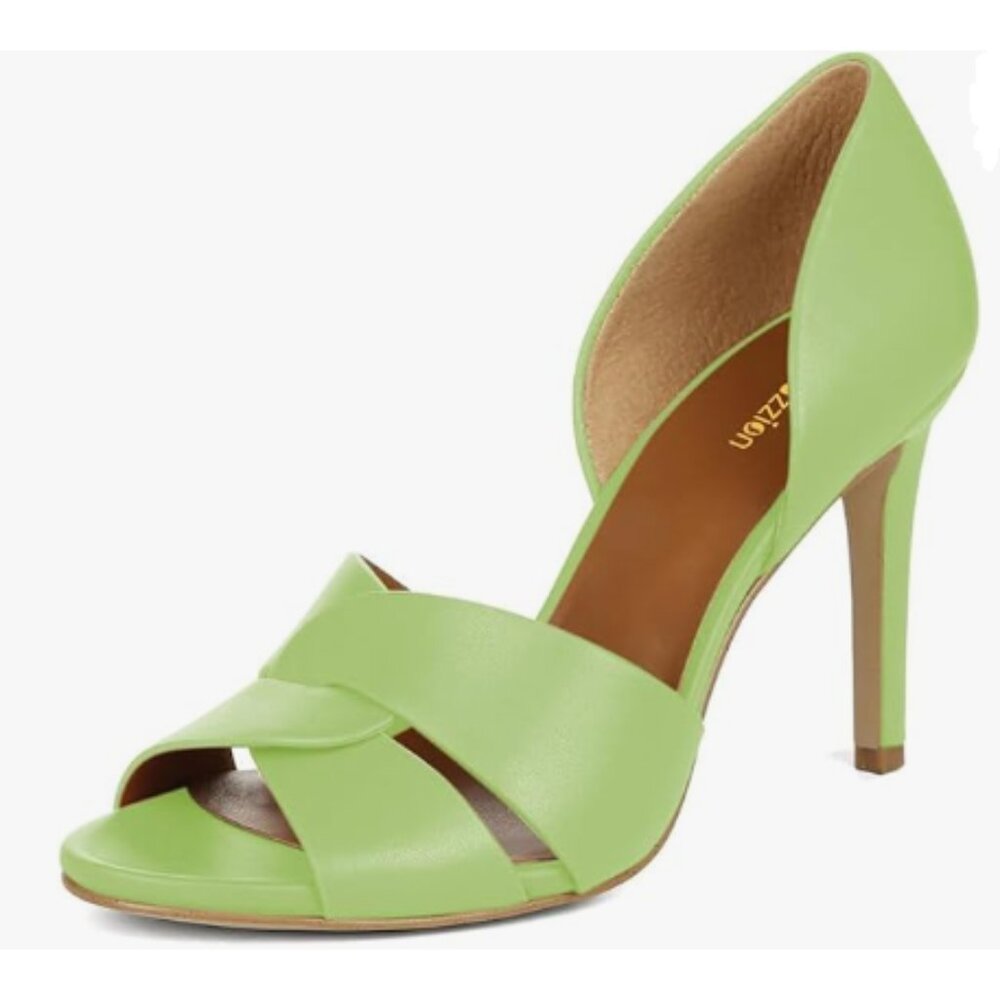 Pazzion Green Open Toe High Heeled D'Orsay Pumps Slip On Two Pieces Sandals